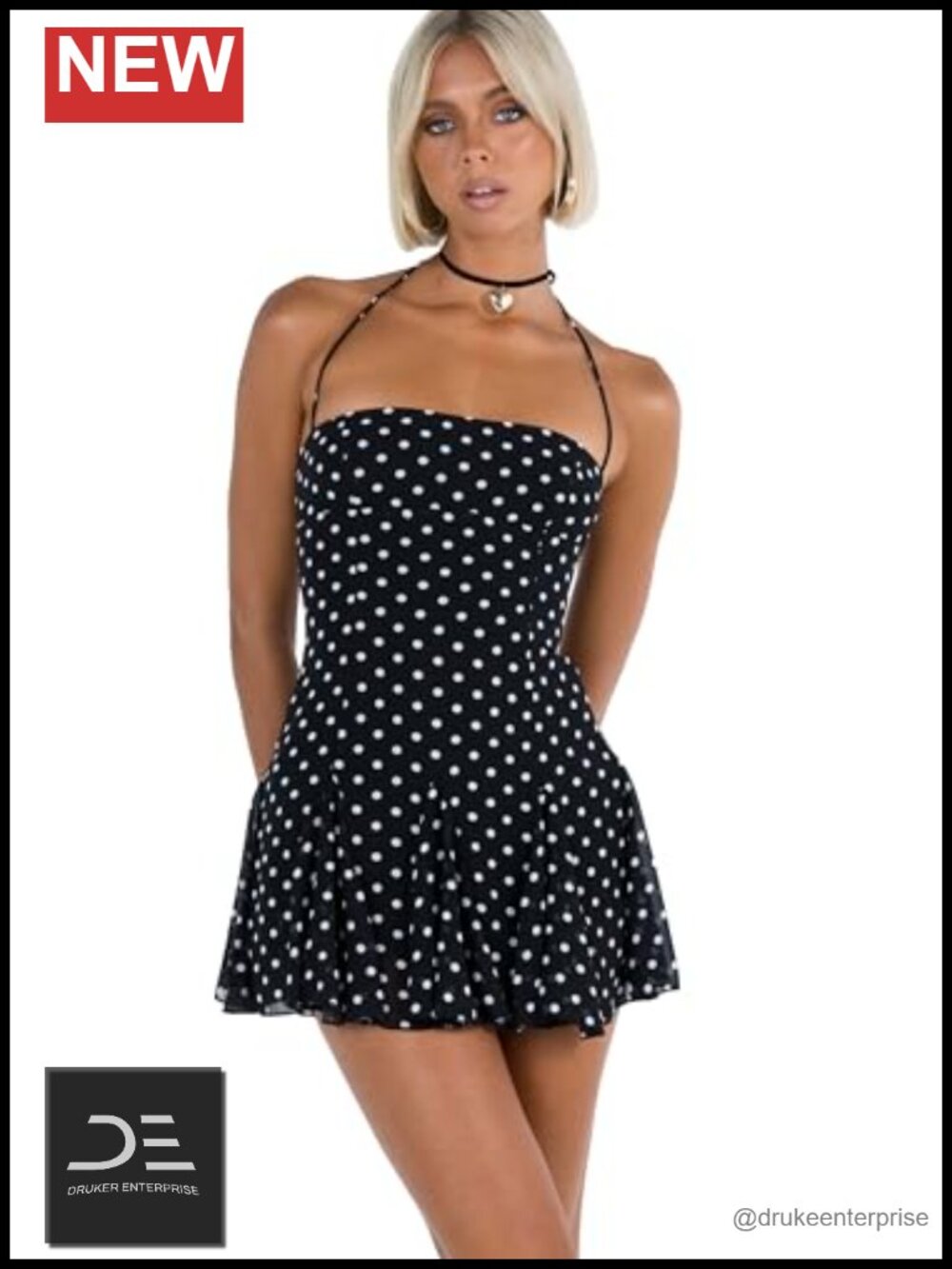 Polka Dot Halter Mini Dress